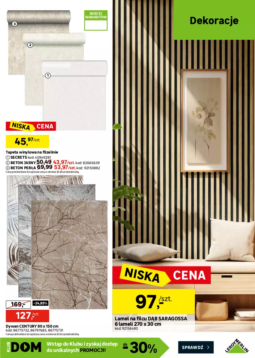 Gazetka promocyjna Leroy Merlin - Gazetka Leroy Merlin - ważna 22.04 do 19.05.2026 - strona 15 - produkty: Dywan, Fa, Lampa, Lampa sufitowa, Perła, Reflektor, Ser, Tapeta