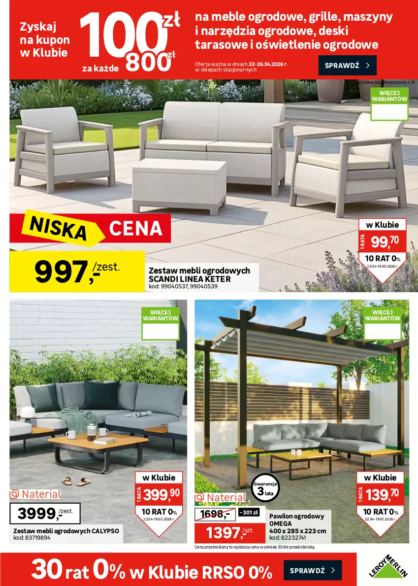 Gazetka promocyjna Leroy Merlin - Gazetka Leroy Merlin - ważna 22.04 do 19.05.2026 - strona 3 - produkty: Fa, Fotel, Gra, Grafika, Grill, Krzesło, Krzesło ogrodowe, Meble, Narożnik, Ogród, Ontario, Puf, Sofa, Sofa 2-osobowa, Stół, Szyny