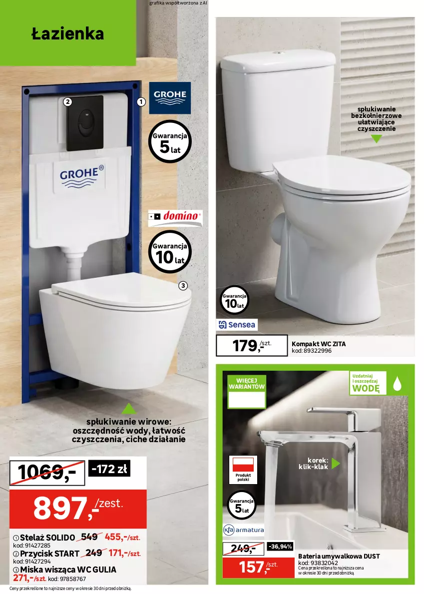 Gazetka promocyjna Leroy Merlin - Gazetka Leroy Merlin - ważna 22.04 do 19.05.2026 - strona 34 - produkty: Bateria, Bateria umywalkowa, Gra, Grafika, Kompakt WC, Miska, Miska wisząca