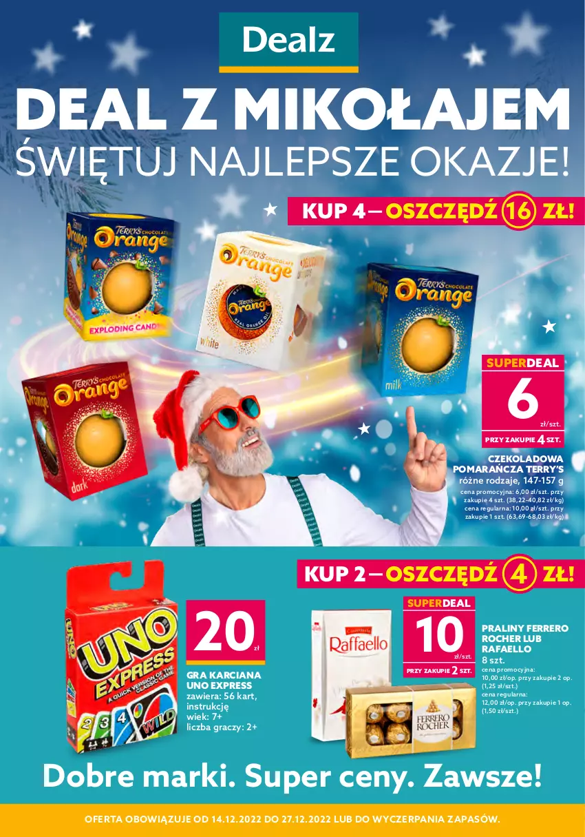 Gazetka promocyjna Dealz - NOWA GAZETKAŚwiętuj najlepsze okazje! - ważna 14.12 do 27.12.2022 - strona 1 - produkty: Fa, Ferrero, Ferrero Rocher, Gra, Praliny