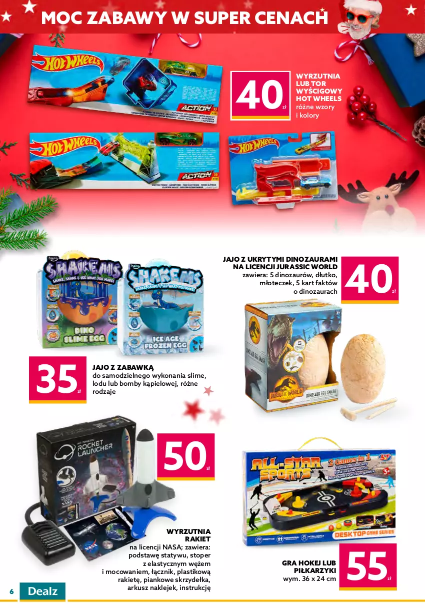 Gazetka promocyjna Dealz - NOWA GAZETKAŚwiętuj najlepsze okazje! - ważna 14.12 do 27.12.2022 - strona 6 - produkty: Dinozaur, Fa, Gra, Hot Wheels, Jurassic World, Kalendarz, Karp, Klej, Młot, Piłkarzyki, Skarpetki, Top, Tor wyścigowy, Wyrzutnia