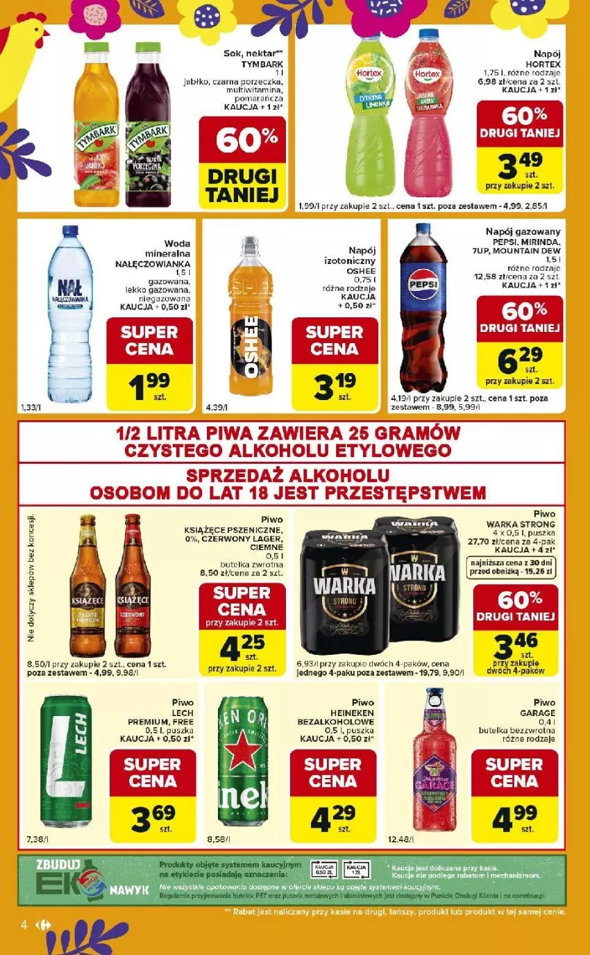 Gazetka promocyjna Carrefour - Gazetka Express - ważna 24.03 do 30.03.2026 - strona 4 - produkty: Gra, Heineken, Hortex, Książęce, Mirinda, Napój, Napój gazowany, Nektar, Pepsi, Piwa, Piwo, Por, Sok, Tymbark, Warka, Woda