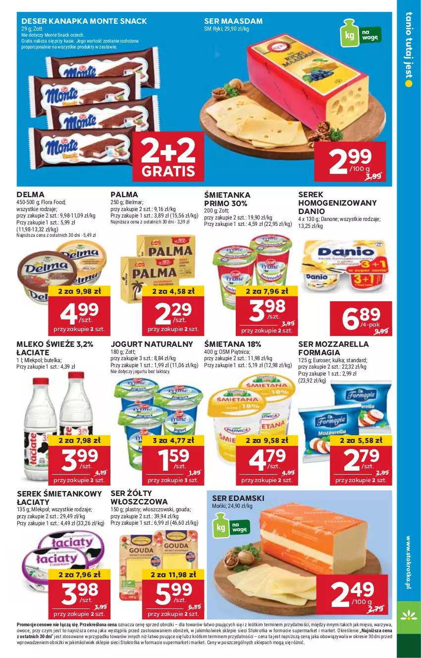 Gazetka promocyjna Stokrotka - Market - ważna 20.02 do 26.02.2025 - strona 11 - produkty: Danio, Delma, Deser, Edam, Gra, HP, Jogurt, Jogurt naturalny, Maasdam, Mleko, Monte, Mozzarella, Palma, Ser, Serek, Serek homogenizowany