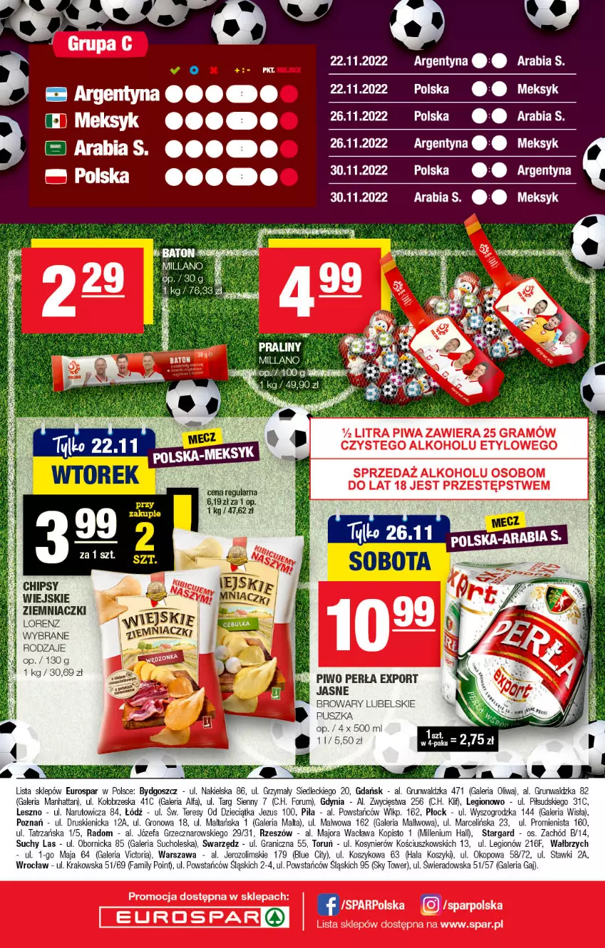 Gazetka promocyjna Spar - EuroSpar - ważna 13.11 do 23.11.2022 - strona 16 - produkty: Baton, Chipsy, Dzieci, Fa, Gra, Kosz, Lorenz, Oliwa, Perła, Piwa, Piwo, Por, Rum