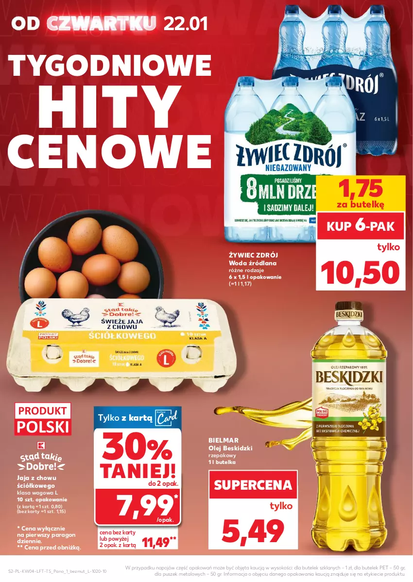 Gazetka promocyjna Kaufland - Gazetka tygodnia - ważna 22.01 do 28.01.2026 - strona 2 - produkty: Beskidzki, Jaja, LANA, Olej, Sok, Woda
