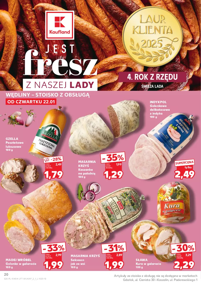 Gazetka promocyjna Kaufland - Gazetka tygodnia - ważna 22.01 do 28.01.2026 - strona 20 - produkty: Gala, Kasza, Kaszanka, Kosz, Madej Wróbel, Pasztet, Salceson, Szal