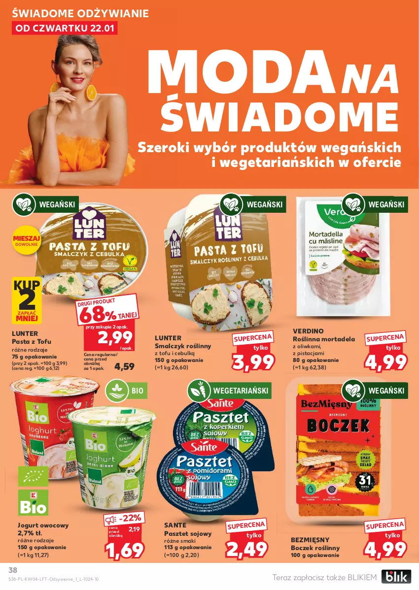 Gazetka promocyjna Kaufland - Gazetka tygodnia - ważna 22.01 do 28.01.2026 - strona 38 - produkty: Boczek, Jogurt, Jogurt owocowy, Moda, Pasztet, Sante, Tera, Tofu
