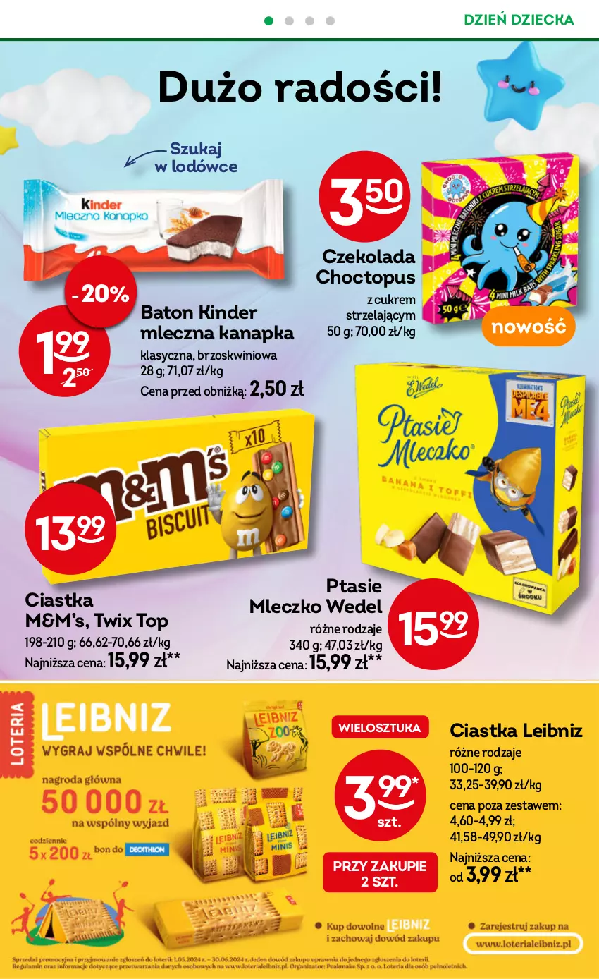 Gazetka promocyjna Żabka - ważna 22.05 do 04.06.2024 - strona 18 - produkty: Baton, Ciastka, Czekolada, Kinder, Mleczko, Mleczna kanapka, Ptasie mleczko, Top, Twix