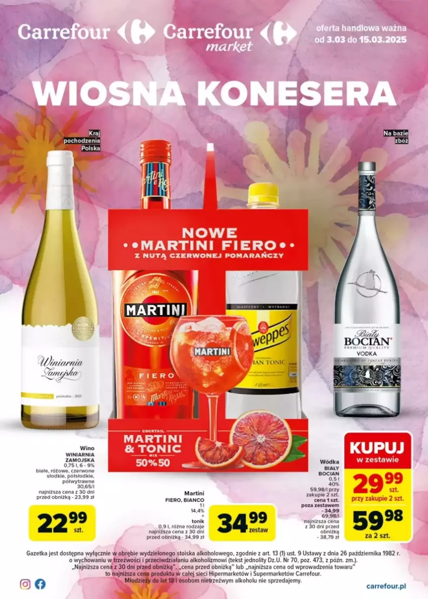 Gazetka promocyjna Carrefour - ważna 03.03 do 15.03.2025 - strona 1 - produkty: Martini, Tonik, Winiarnia Zamojska, Wódka