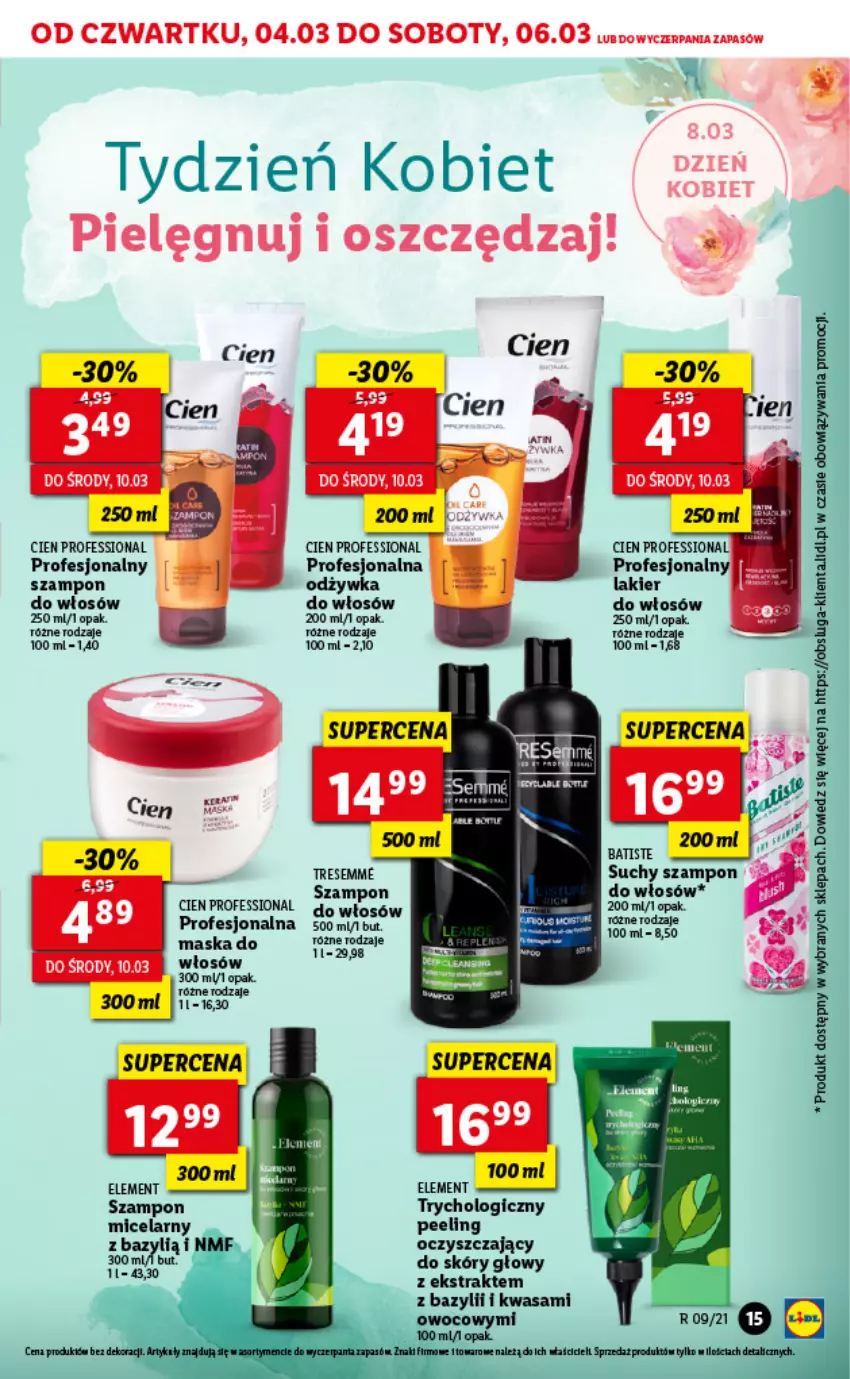 Gazetka promocyjna Lidl - GAZETKA - ważna 04.03 do 06.03.2021 - strona 15 - produkty: Bazyl, Cień, Lakier, Maska, Odżywka, Peeling, Szampon, Wasa