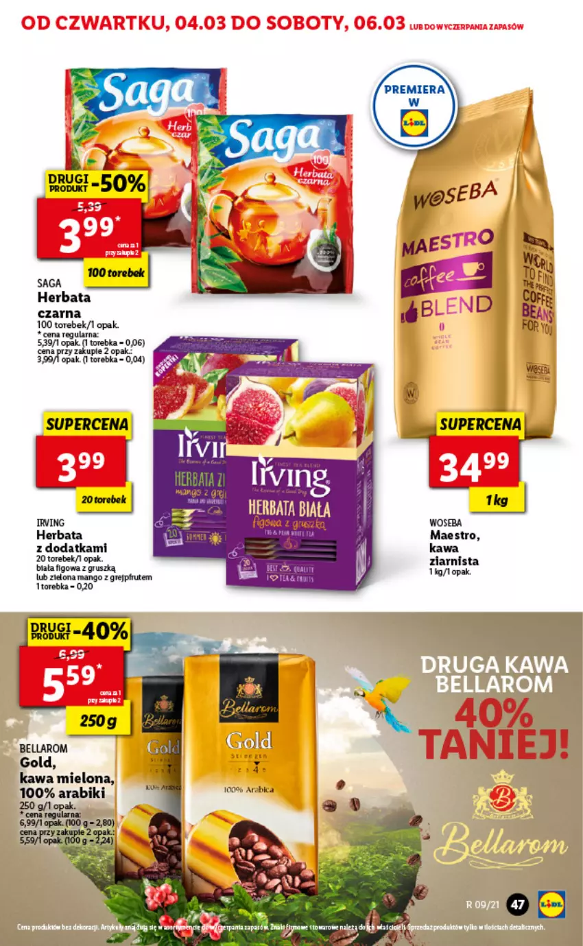 Gazetka promocyjna Lidl - GAZETKA - ważna 04.03 do 06.03.2021 - strona 47 - produkty: Bell, Bella, BIC, Herbata, Herbata czarna, Kawa, Kawa mielona, Saga, Torebka, Woseba