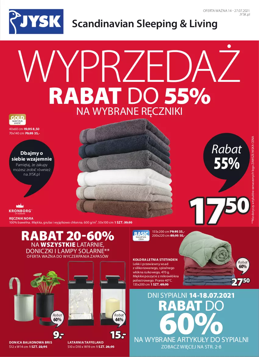 Gazetka promocyjna Jysk - Oferta tygodnia - ważna 14.07 do 27.07.2021 - strona 2 - produkty: Kołdra, Latarnia, Mięta, Ręcznik, Wełna