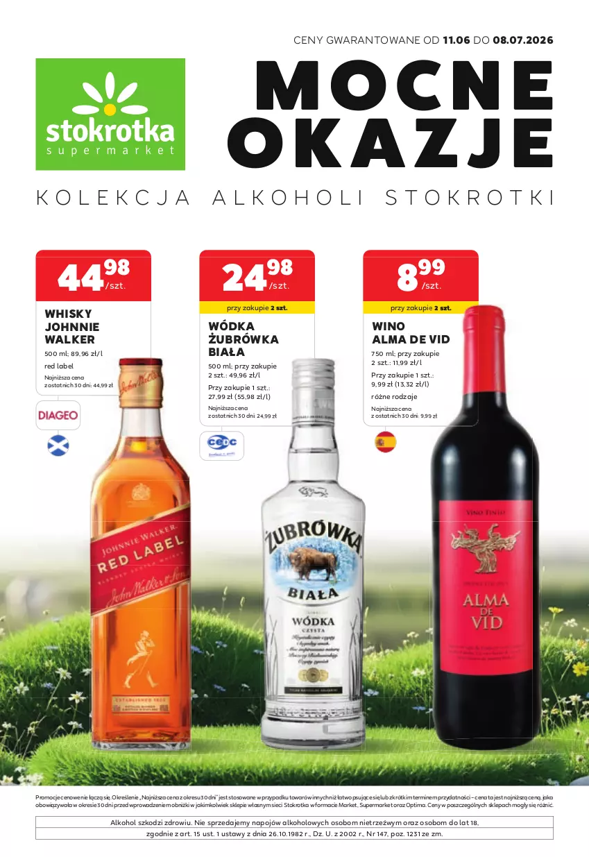 Gazetka promocyjna Stokrotka - W dobrym smaku! - ważna 11.06 do 08.07.2026 - strona 1 - produkty: Johnnie Walker, Optima, Whisky, Wino, Wódka