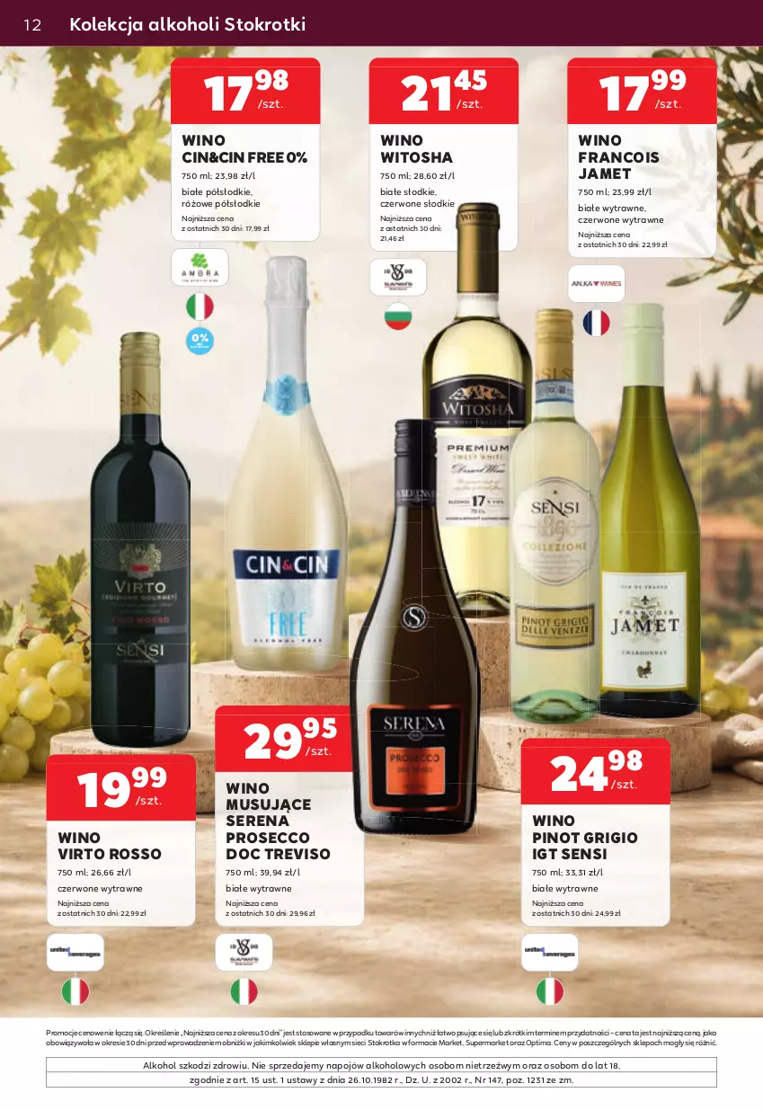Gazetka promocyjna Stokrotka - W dobrym smaku! - ważna 11.06 do 08.07.2026 - strona 12 - produkty: Mus, Optima, Pinot Grigio, Prosecco, Ser, Wino, Wino musujące