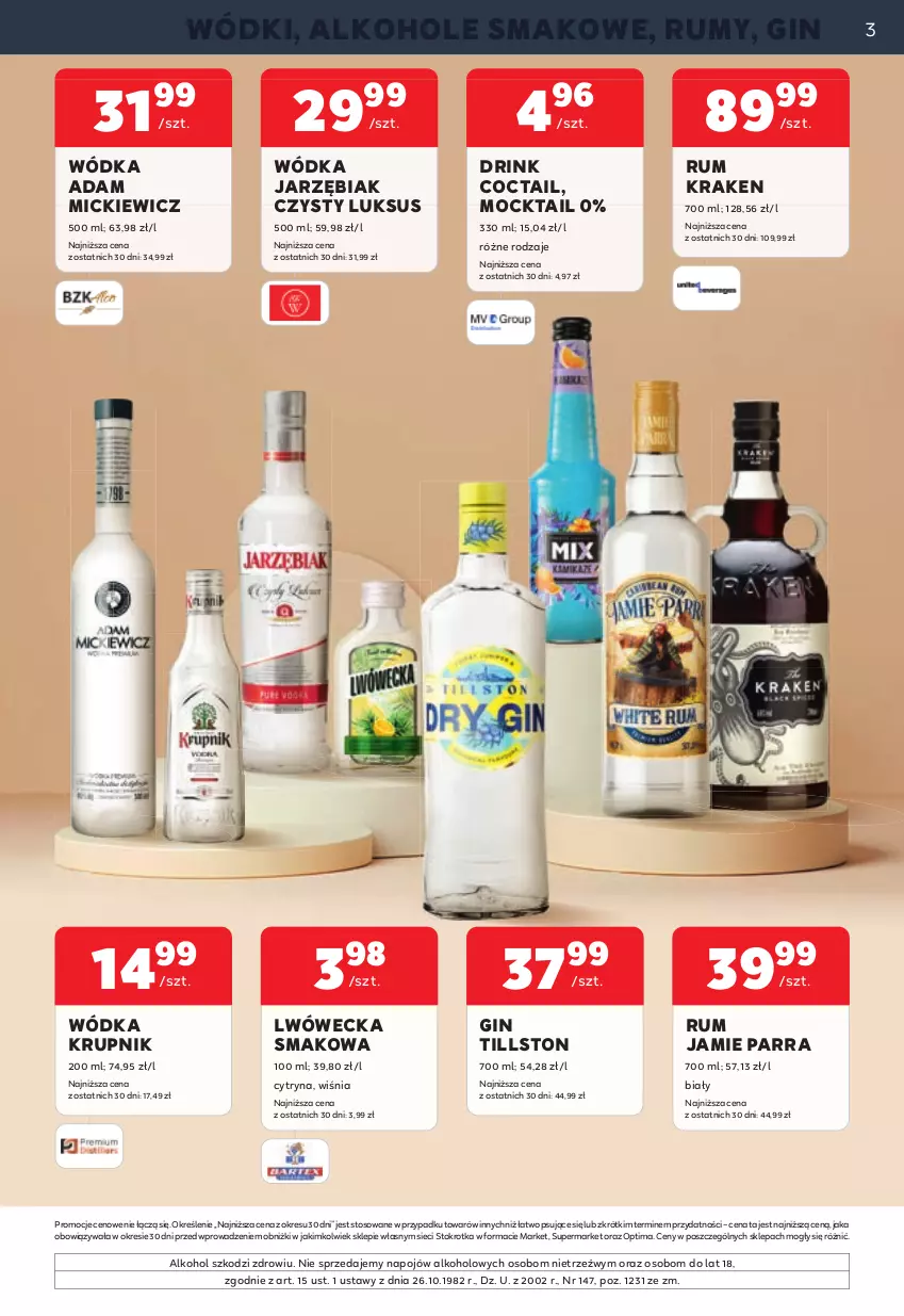 Gazetka promocyjna Stokrotka - W dobrym smaku! - ważna 11.06 do 08.07.2026 - strona 3 - produkty: Alkohole, Gin, Krupnik, Optima, Rum, Wódka