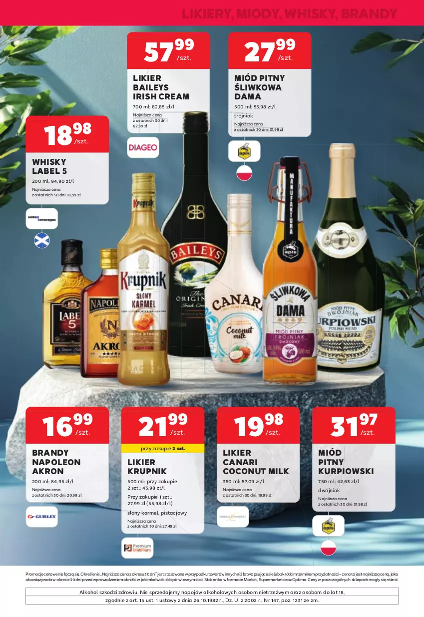 Gazetka promocyjna Stokrotka - W dobrym smaku! - ważna 11.06 do 08.07.2026 - strona 7 - produkty: Brandy, Krupnik, Leon, Likier, Miód, Miód pitny, Oleo, Optima, Whisky