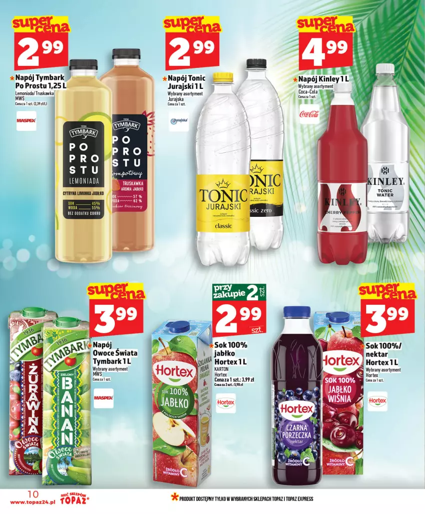 Gazetka promocyjna Topaz - Gazetka - ważna 14.05 do 20.05.2026 - strona 10 - produkty: Gra, Hortex, Lemoniada, Napój, Nektar, Owoce, Por, Sok, Top, Tymbark, Woda