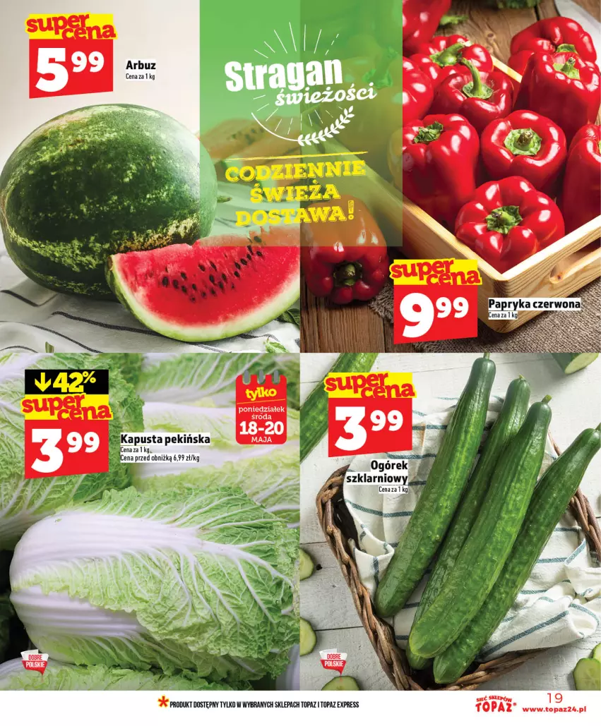 Gazetka promocyjna Topaz - Gazetka - ważna 14.05 do 20.05.2026 - strona 19 - produkty: Arbuz, Ogórek, Top