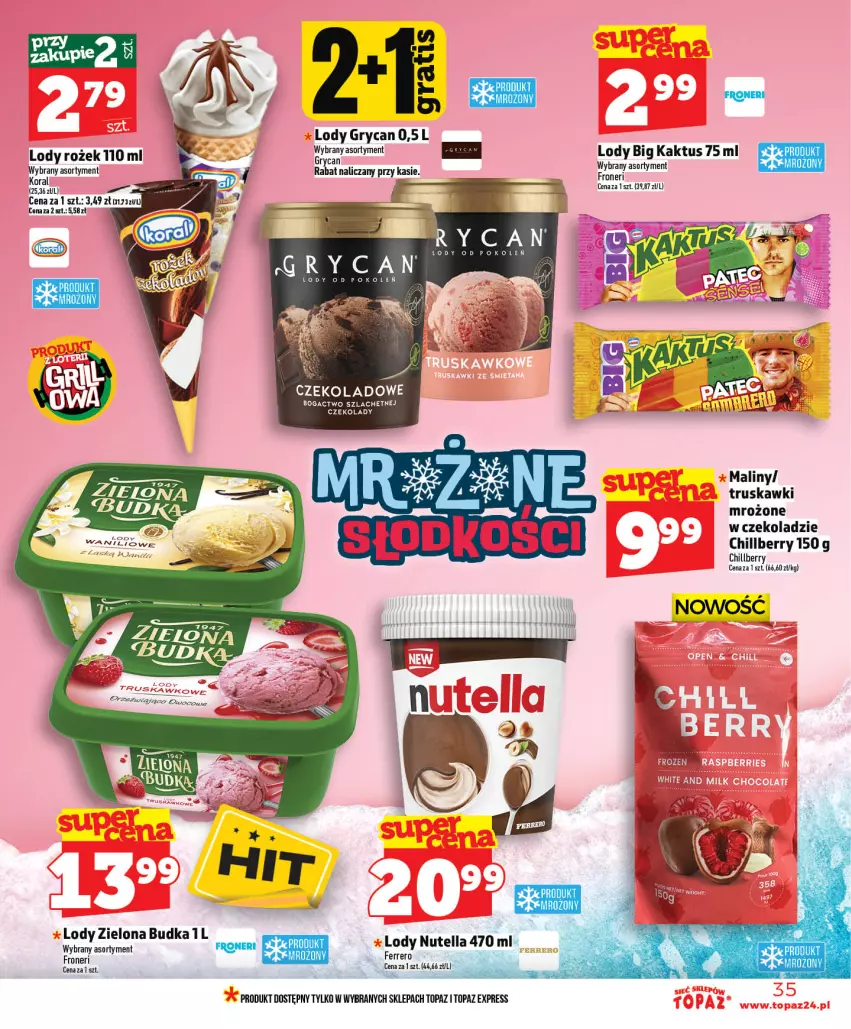 Gazetka promocyjna Topaz - Gazetka - ważna 14.05 do 20.05.2026 - strona 35 - produkty: Ferrero, Gry, Kaktus, Lody, Maliny, Nutella, Top, Truskawki, Zielona Budka
