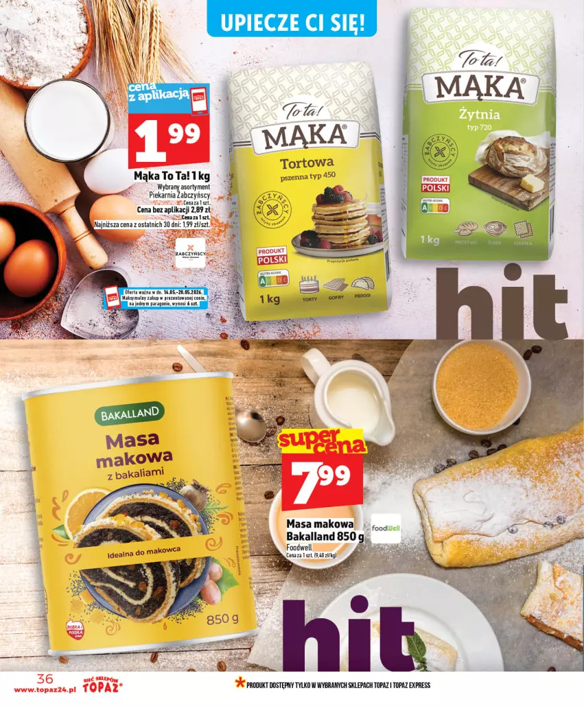 Gazetka promocyjna Topaz - Gazetka - ważna 14.05 do 20.05.2026 - strona 36 - produkty: Bakalland, Mąka, Top