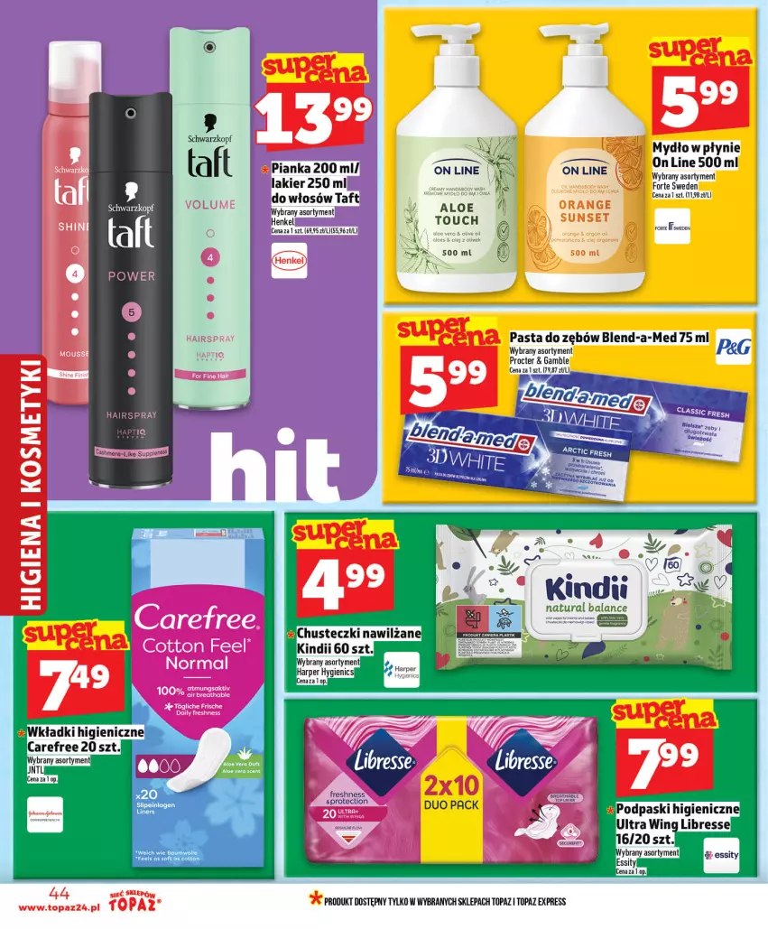 Gazetka promocyjna Topaz - Gazetka - ważna 14.05 do 20.05.2026 - strona 44 - produkty: Blend-a-Med, Lakier, Mydło, Mydło w płynie, Pasta do zębów, Taft, Top