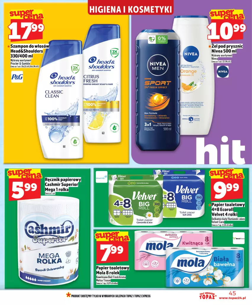 Gazetka promocyjna Topaz - Gazetka - ważna 14.05 do 20.05.2026 - strona 45 - produkty: Clin, Nivea, Por, Szampon, Top