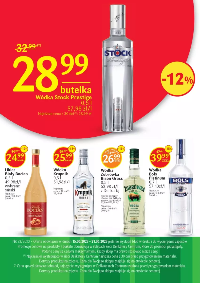 Gazetka promocyjna Delikatesy Centrum - Folder alkoholowy DC23-23 - ważna 15.06 do 21.06.2023 - strona 1 - produkty: Biały Bocian, Bols, Gra, Likier, Rum, Wódka