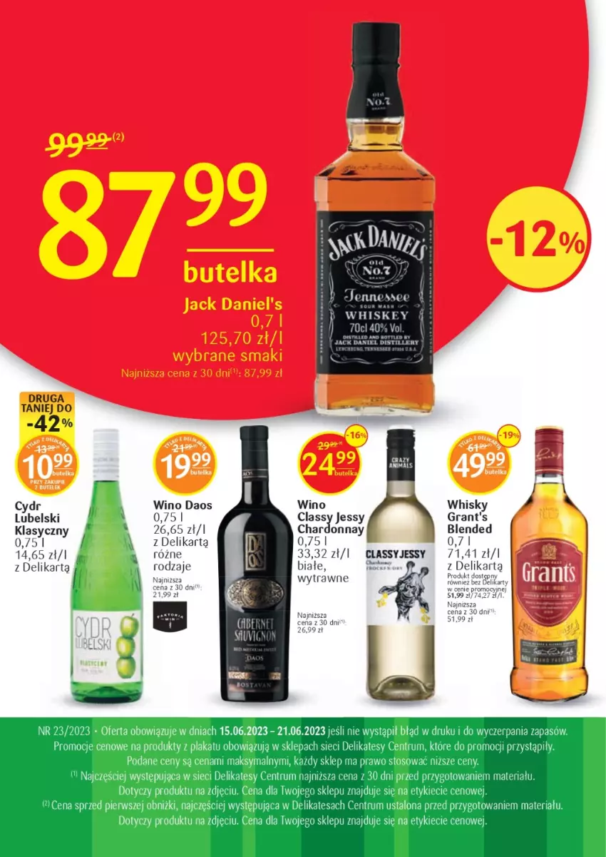 Gazetka promocyjna Delikatesy Centrum - Folder alkoholowy DC23-23 - ważna 15.06 do 21.06.2023 - strona 2 - produkty: Chardonnay, Gra, Grant's, Rum, Whisky, Wino