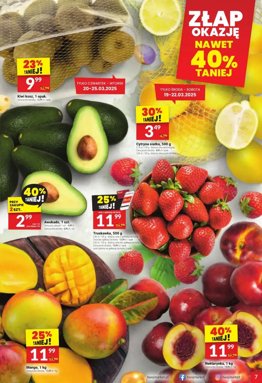 Gazetka promocyjna Twoj Market - ważna 19.03 do 25.03.2025 - strona 35 - produkty: Fa, Kiwi, Kosz, Nektar, Nektarynka, Siatka, Top