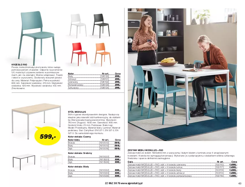 Gazetka promocyjna AJ Produkty - Biuro - ważna 01.01 do 31.03.2021 - strona 43 - produkty: Krzesło, Por, Ser, Sok, Stół
