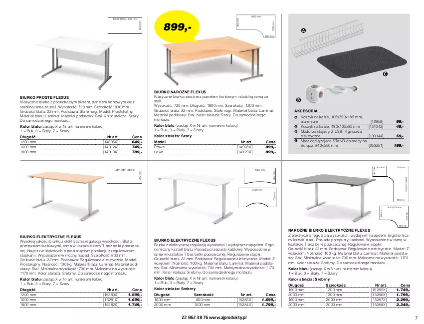Gazetka promocyjna AJ Produkty - Biuro - ważna 01.01 do 31.03.2021 - strona 7 - produkty: Biurko, Kosz, Rama, Sok, Top