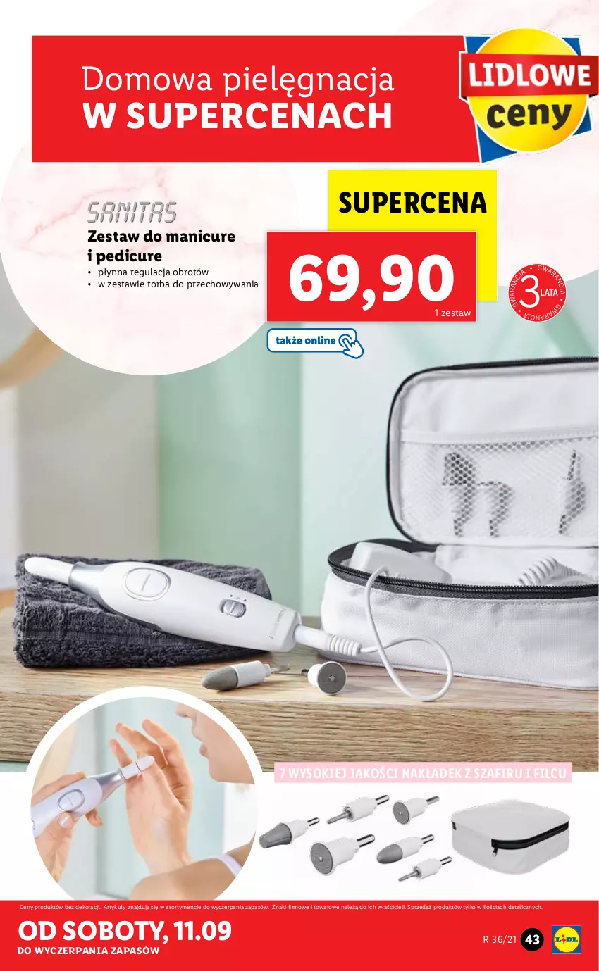 Gazetka promocyjna Lidl - GAZETKA - ważna 06.09 do 11.09.2021 - strona 43 - produkty: Manicure i pedicure, Sok, Torba