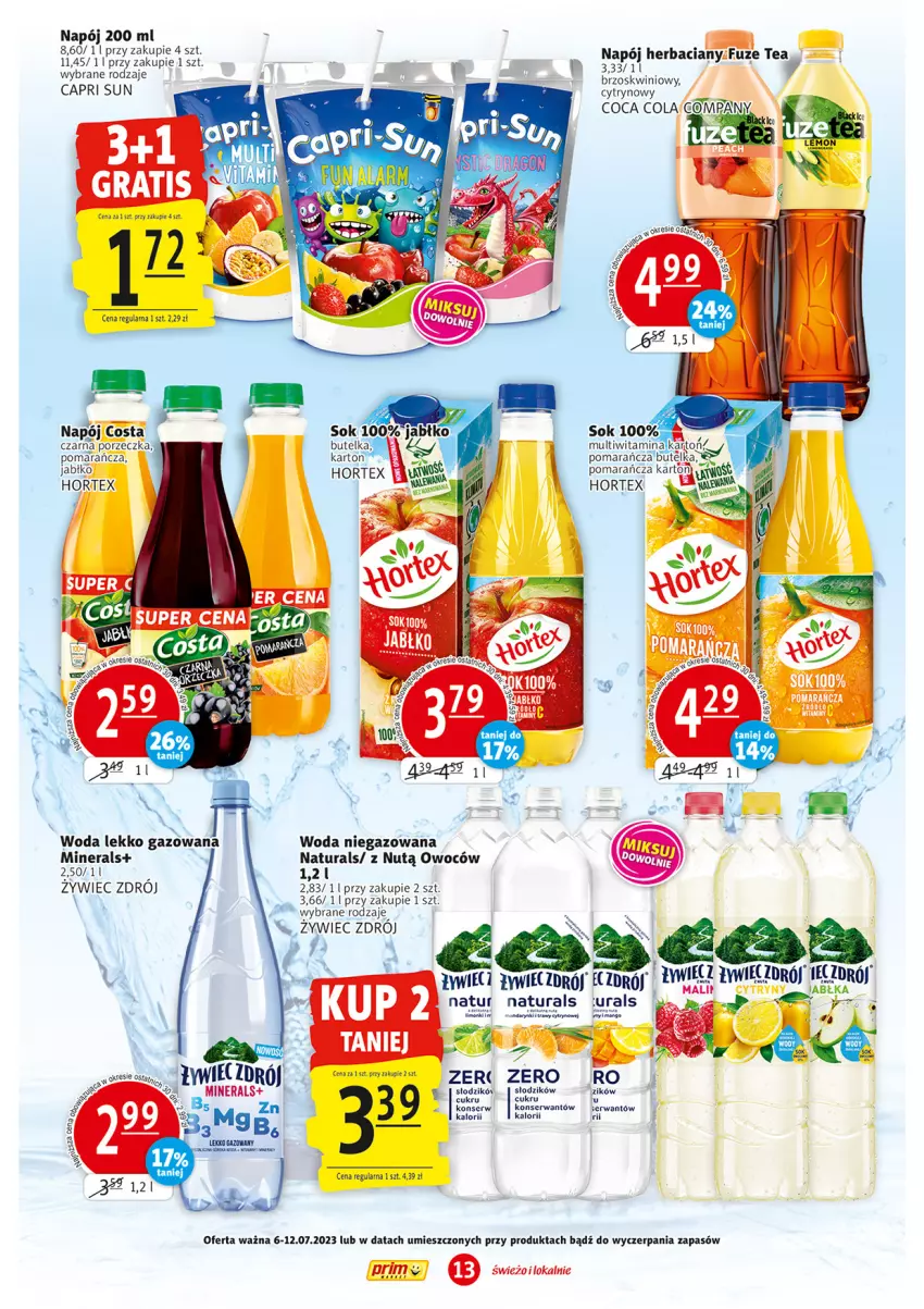 Gazetka promocyjna Prim Market - ważna 06.07 do 12.07.2023 - strona 13 - produkty: Hortex, Napój, Por, Ser, Woda, Woda niegazowana