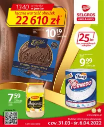 Gazetka promocyjna Selgros - Oferta spożywcza - Gazetka - ważna od 06.04 do 06.04.2022 - strona 1 - produkty: Majonez, Cień, Tran, Ręcznik, Foxy, LG, Fa
