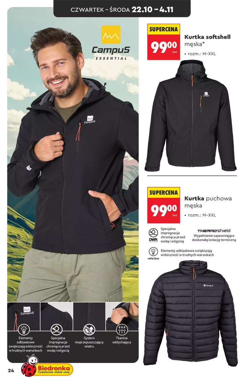 Gazetka promocyjna Biedronka - Okazje Tygodnia - ważna 17.10 do 31.10.2026 - strona 24 - produkty: Kurtka, Kurtka softshell, LG
