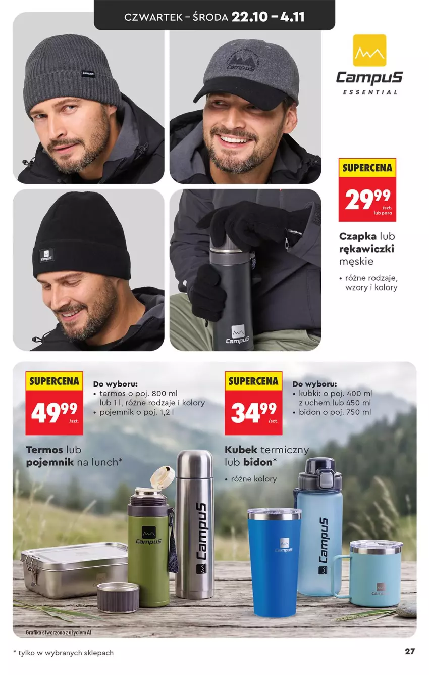 Gazetka promocyjna Biedronka - Okazje Tygodnia - ważna 17.10 do 31.10.2026 - strona 27 - produkty: Czapka, Kubek, Kubek termiczny, Pojemnik, Termos