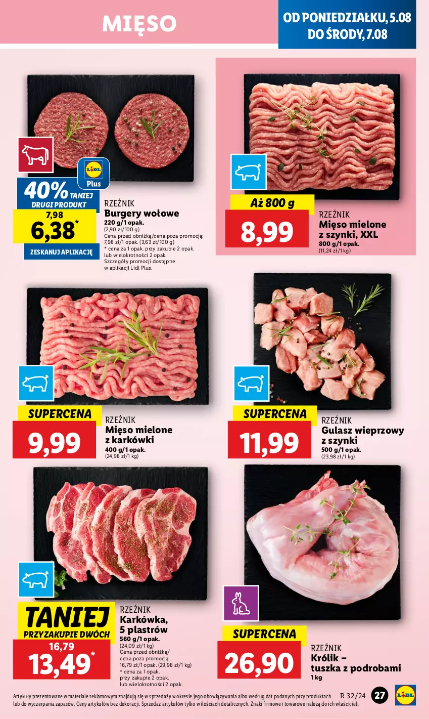 Gazetka promocyjna Lidl - GAZETKA - ważna 05.08 do 07.08.2024 - strona 29 - produkty: Burger, Królik, Mięso, Mięso mielone, Mięso mielone z szynki, Tusz