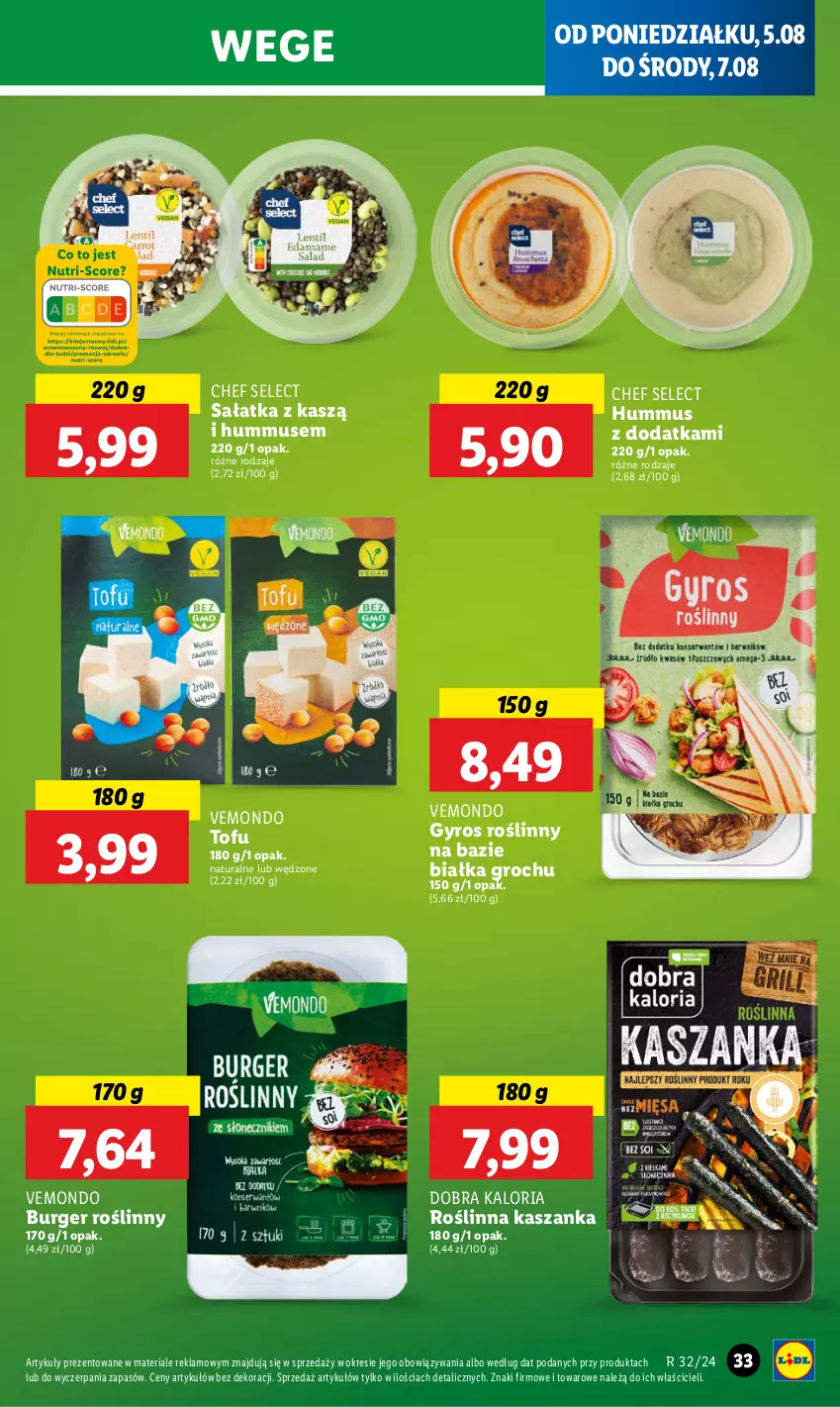 Gazetka promocyjna Lidl - GAZETKA - ważna 05.08 do 07.08.2024 - strona 35 - produkty: Burger, Groch, Gyros, Hummus, Kasza, Kaszanka, Mus, Sałat, Sałatka, Tofu