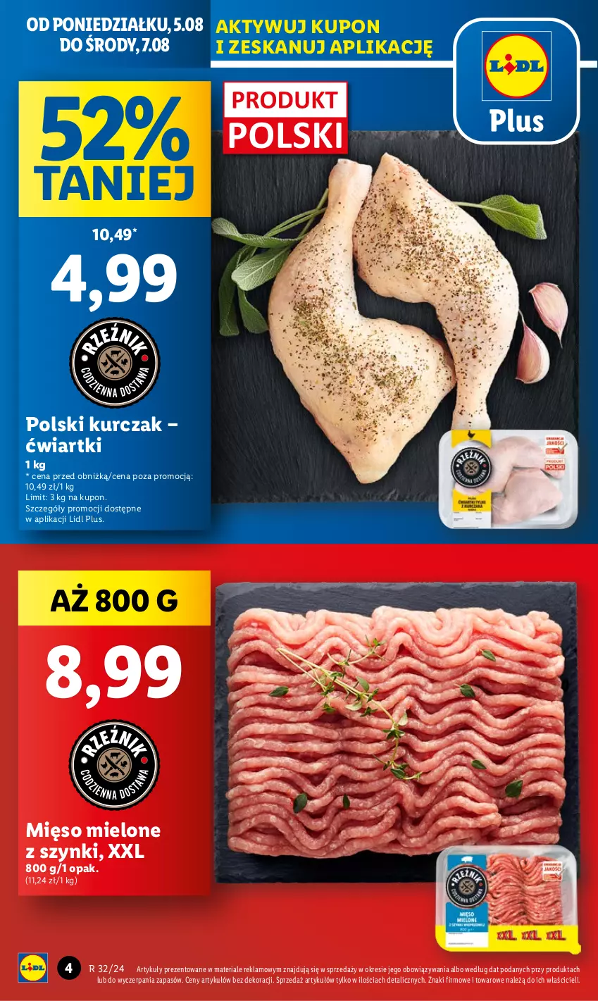 Gazetka promocyjna Lidl - GAZETKA - ważna 05.08 do 07.08.2024 - strona 4 - produkty: Kurczak, Mięso, Mięso mielone, Mięso mielone z szynki