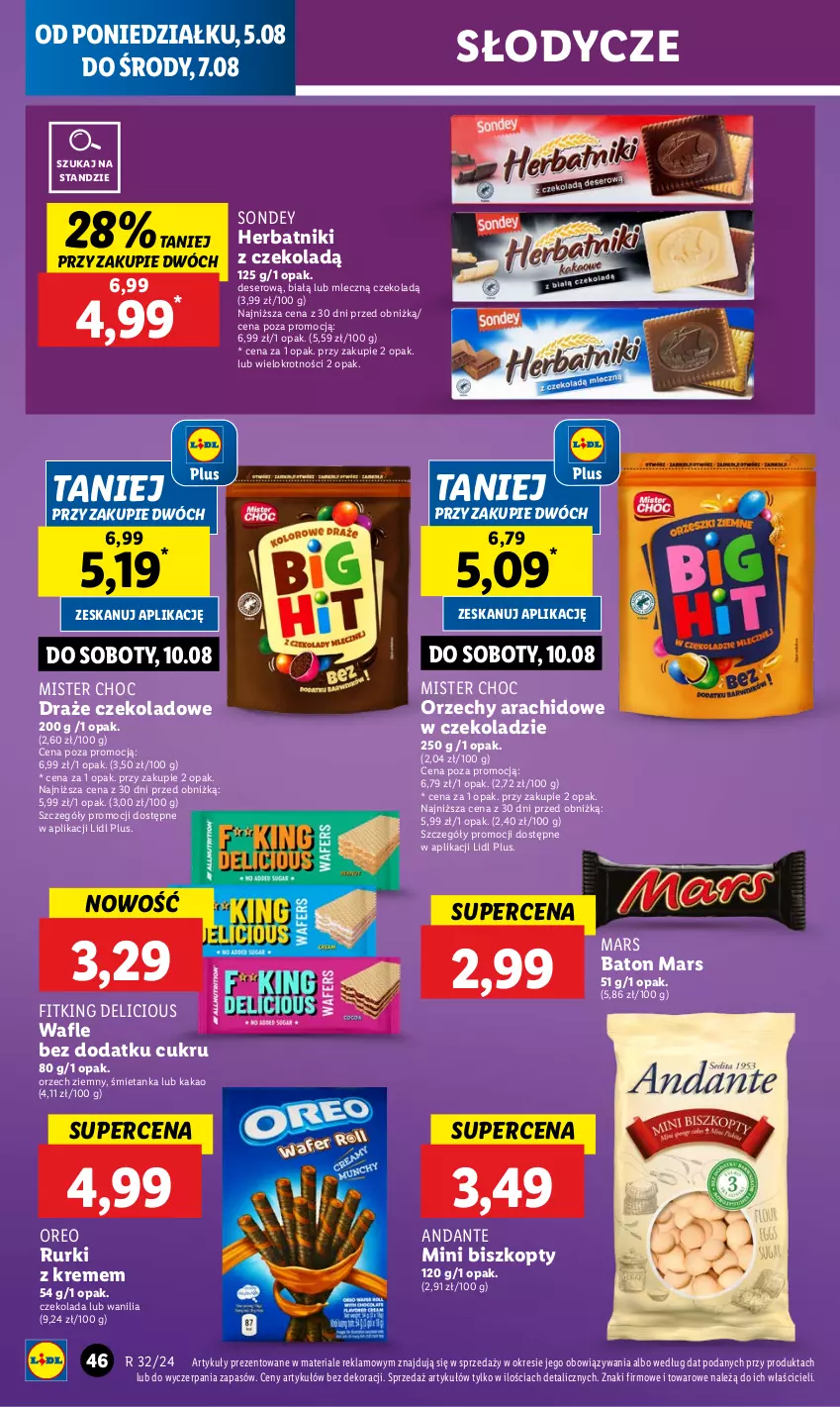 Gazetka promocyjna Lidl - GAZETKA - ważna 05.08 do 07.08.2024 - strona 50 - produkty: Baton, Biszkopty, Czekolada, Deser, Herbatniki, Kakao, Mars, Oreo, Rurki, Ser, Wafle