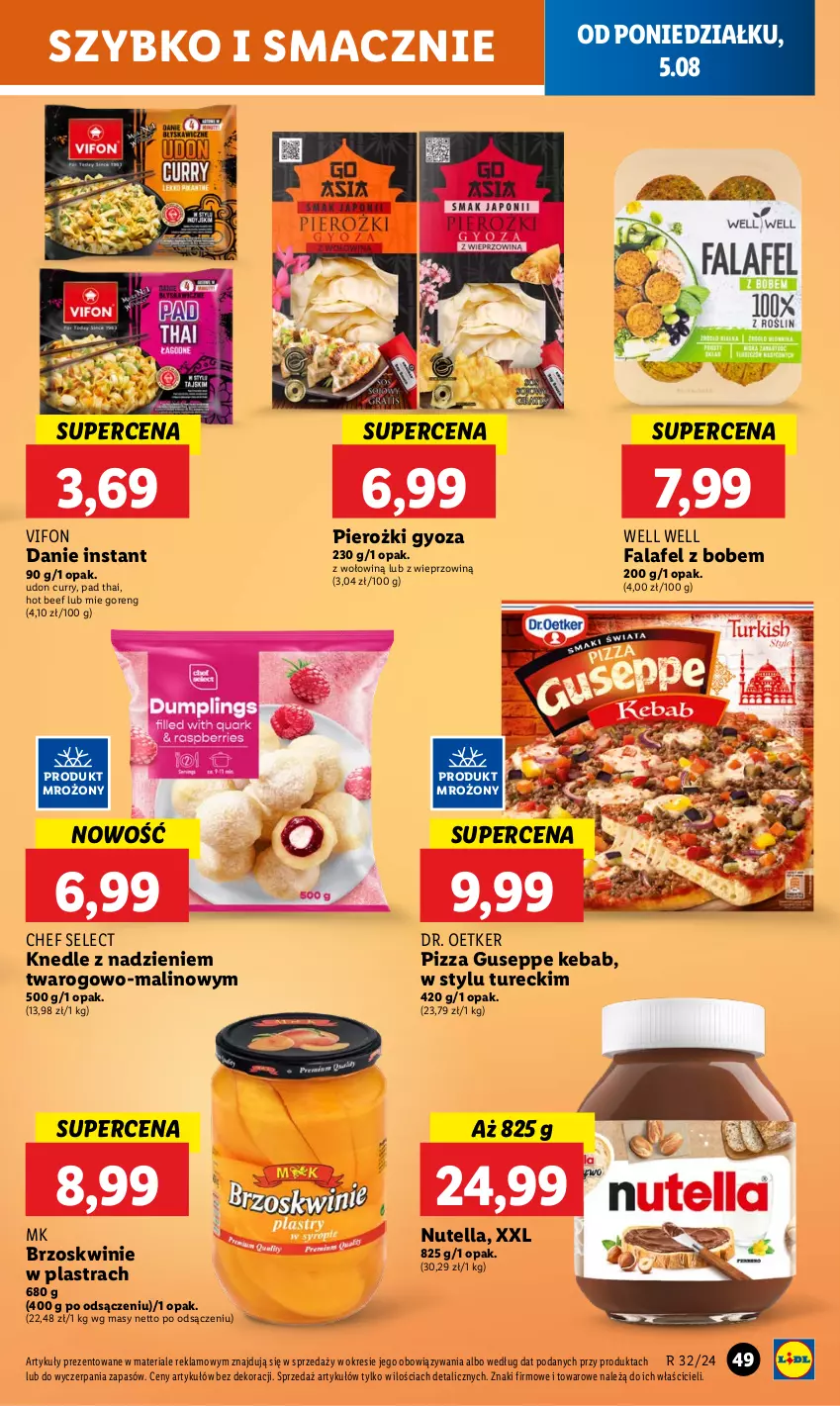 Gazetka promocyjna Lidl - GAZETKA - ważna 05.08 do 07.08.2024 - strona 53 - produkty: Brzoskwinie, Dr. Oetker, Fa, Kebab, Knedle, Nutella, Pizza