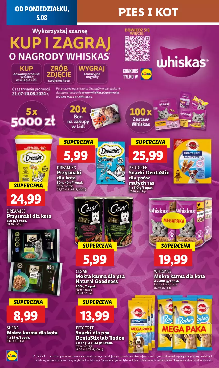 Gazetka promocyjna Lidl - GAZETKA - ważna 05.08 do 07.08.2024 - strona 60 - produkty: Kaczka, Kurczak, Mokra karma, Pedigree, Przysmaki, Sheba, Whiskas