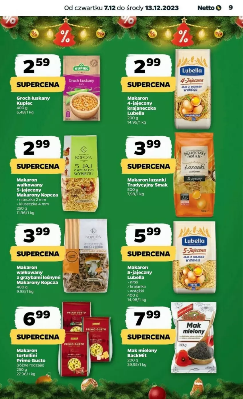 Gazetka promocyjna Netto - ważna 07.12 do 13.12.2023 - strona 23 - produkty: Bell, Bella, Groch, Kupiec, LG, Lubella, Mak mielony, Makaron, Piec