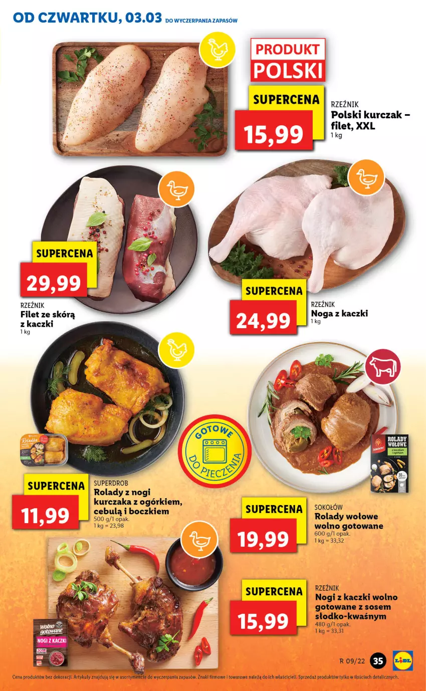 Gazetka promocyjna Lidl - GAZETKA - ważna 03.03 do 05.03.2022 - strona 35 - produkty: Kurczak, Noga z kaczki, Sok, Sokołów, Sos