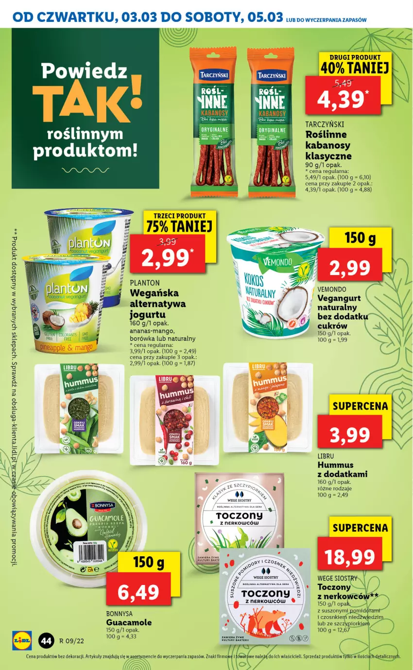 Gazetka promocyjna Lidl - GAZETKA - ważna 03.03 do 05.03.2022 - strona 44 - produkty: Amol, Ananas, Borówka, Hummus, Jogurt, Mango, Mus, Vegangurt