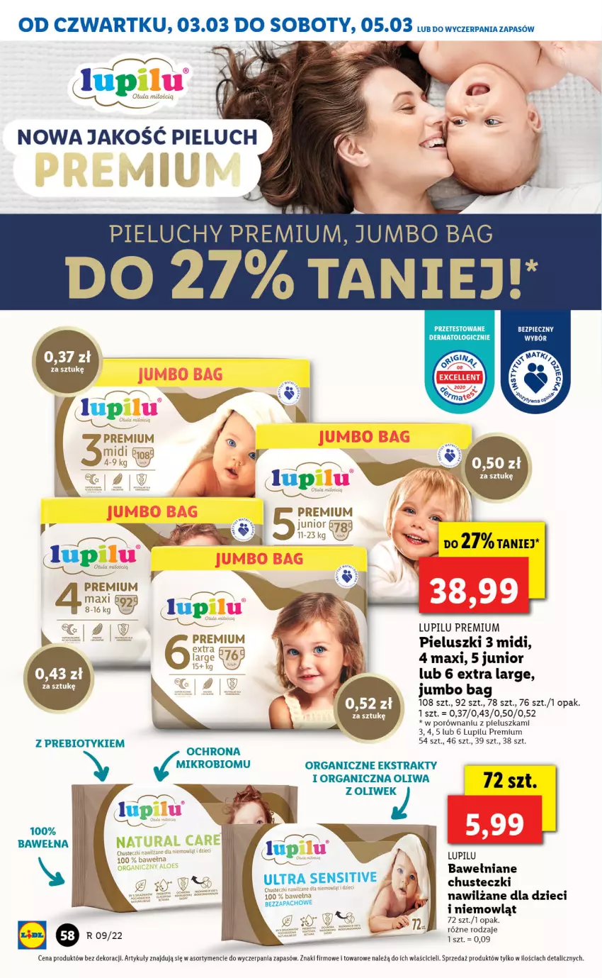 Gazetka promocyjna Lidl - GAZETKA - ważna 03.03 do 05.03.2022 - strona 58 - produkty: Chusteczki, Dzieci, O Bag, Piec, Por, Wełna