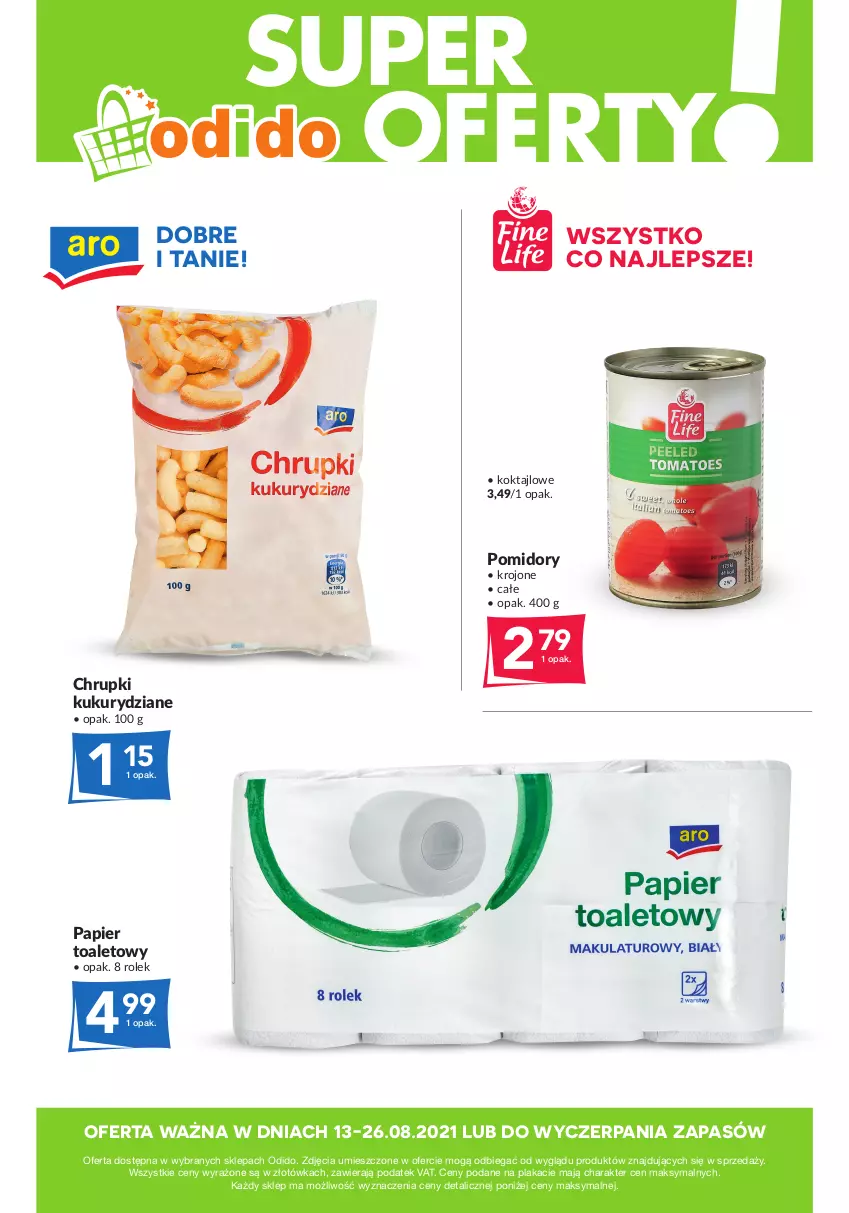 Gazetka promocyjna Odido - Super oferty! - ważna 13.08 do 26.08.2021 - strona 1 - produkty: Chrupki, Papier, Papier toaletowy, Pomidory