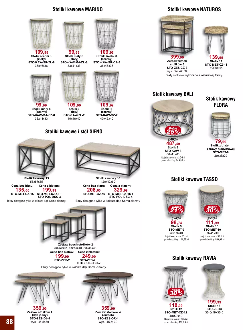 Gazetka promocyjna Bodzio - ważna 01.07 do 30.09.2023 - strona 88 - produkty: Flora, Hiacynt, Stół, Stolik, Stolik kawowy