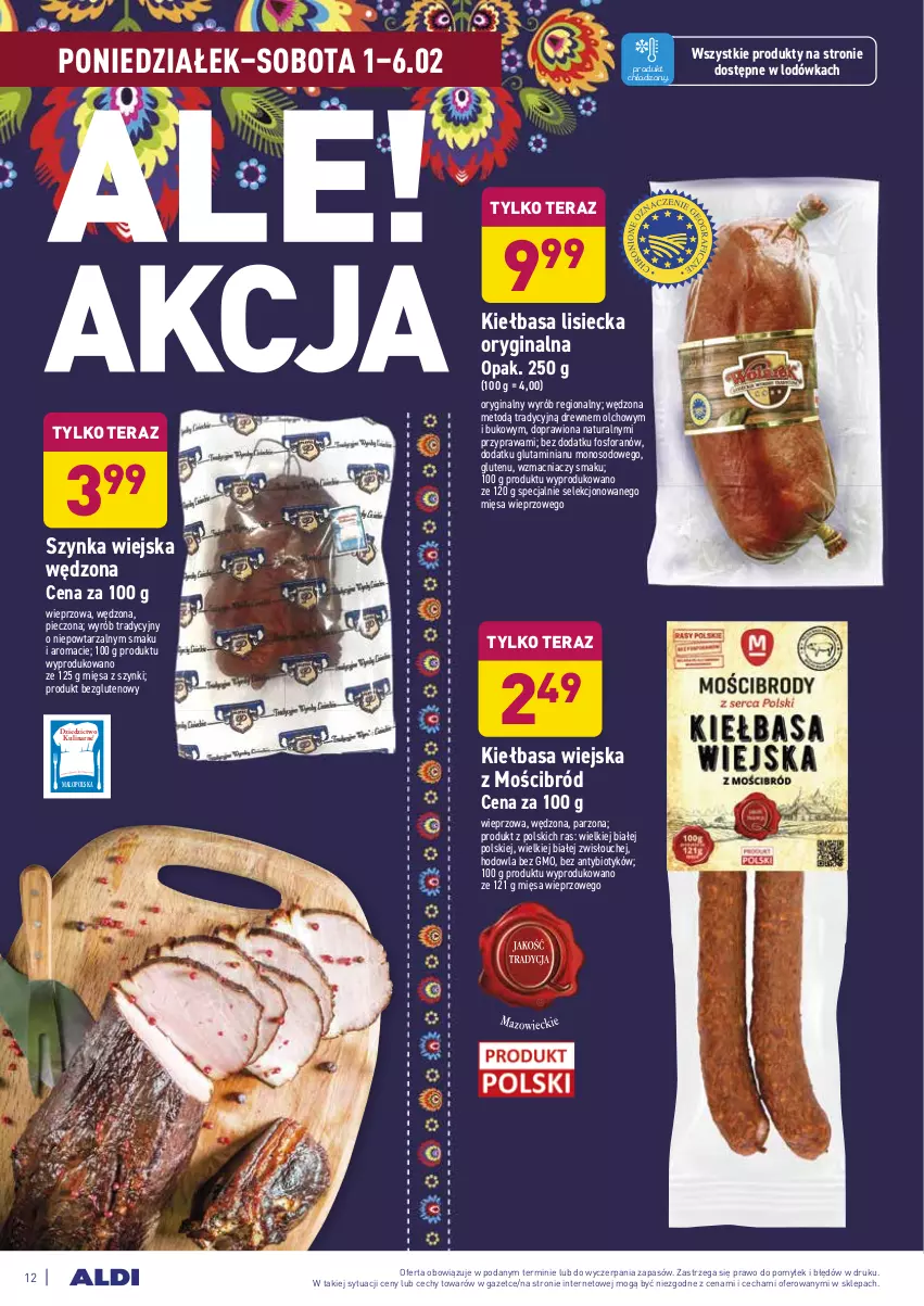 Gazetka promocyjna Aldi - ALE! CENA w ALDI - ważna 01.02 do 06.02.2021 - strona 12 - produkty: Gin, Kiełbasa, Kiełbasa wiejska, Lodówka, Piec, Szynka, Tera
