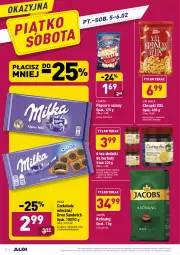 Gazetka promocyjna Aldi - ALE! CENA w ALDI - Gazetka - ważna od 06.02 do 06.02.2021 - strona 22 - produkty: Piwa, Sok, Kawa ziarnista, Kawa, Chrupki, Tera, Czekolada mleczna, Czekolada, Popcorn, Jacobs, Kakao, Oreo, Milka, Imbir